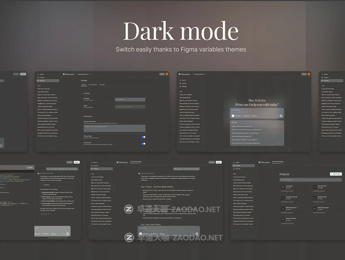 30+屏AI智能聊天机器人工作助手图片视频生成器网站ui界面设计figma模板 Discourse插图2 30+屏AI智能聊天机器人工作助手图片视频生成器网站ui界面设计figma模板 Discourse插图2