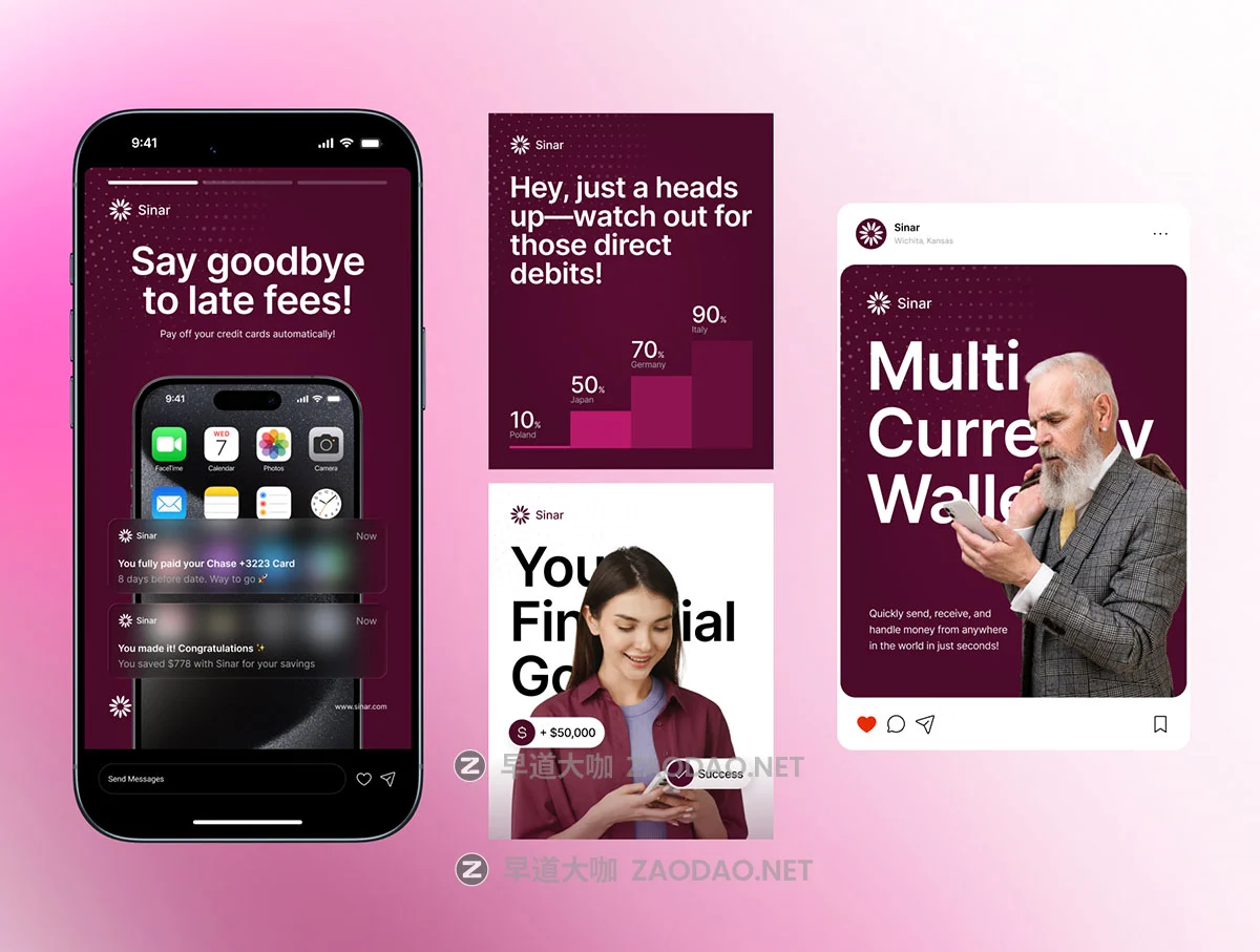 50款ins风金融理财品牌推广公众号推广电商海报设计figma模板套件 Finance Social Media Post Kit插图6 50款ins风金融理财品牌推广公众号推广电商海报设计figma模板套件 Finance Social Media Post Kit插图6