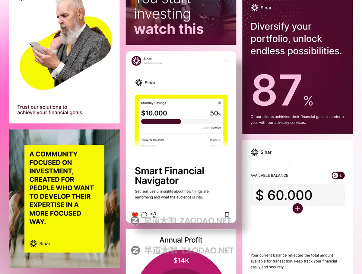 50款ins风金融理财品牌推广公众号推广电商海报设计figma模板套件 Finance Social Media Post Kit插图2 50款ins风金融理财品牌推广公众号推广电商海报设计figma模板套件 Finance Social Media Post Kit插图2
