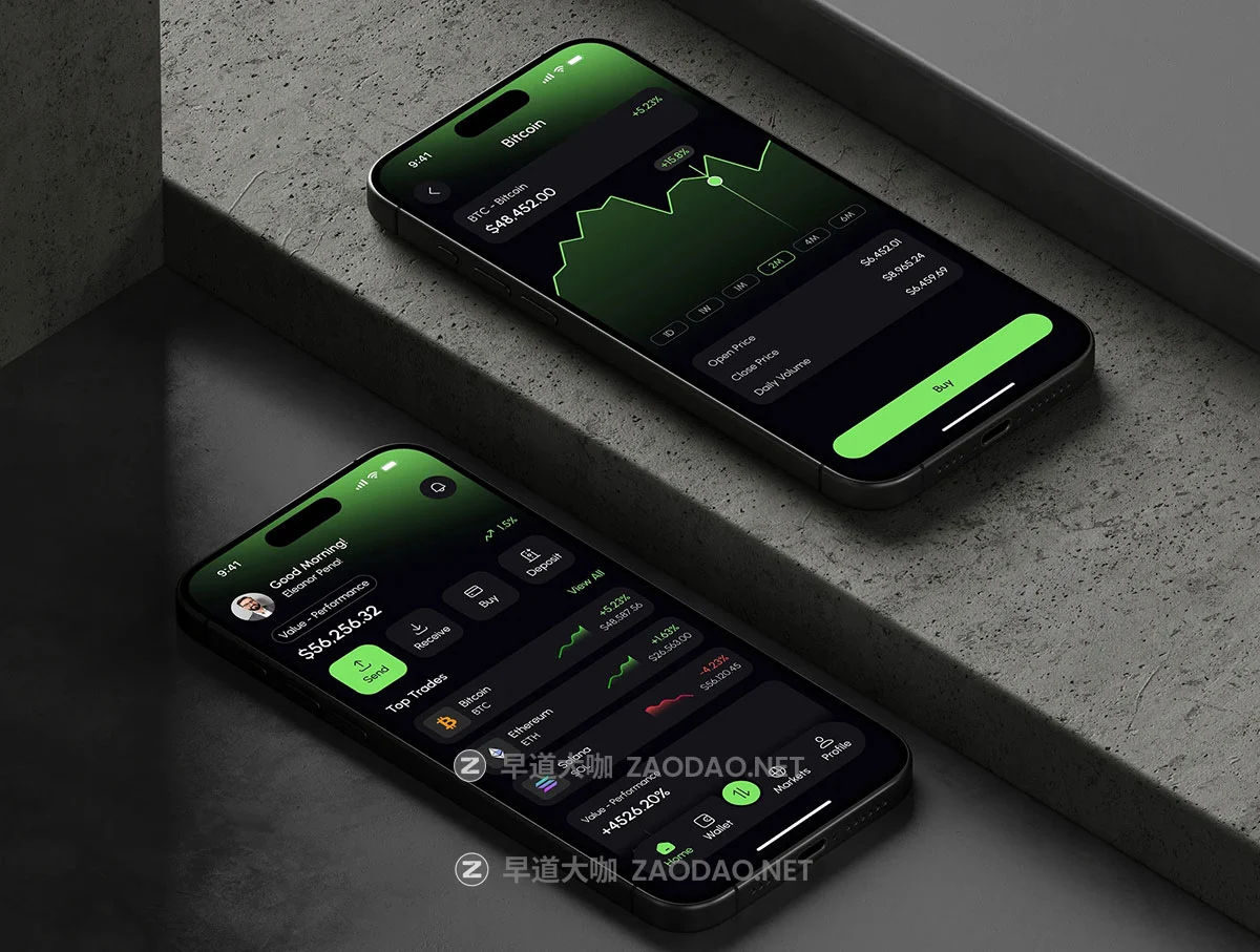 45屏高级暗黑财务管理金融理财股票电子钱包app ui界面设计figma模板套件 Fino – Trading & Finance Mobile App UI Kit插图6 45屏高级暗黑财务管理金融理财股票电子钱包app ui界面设计figma模板套件 Fino – Trading & Finance Mobile App UI Kit插图6