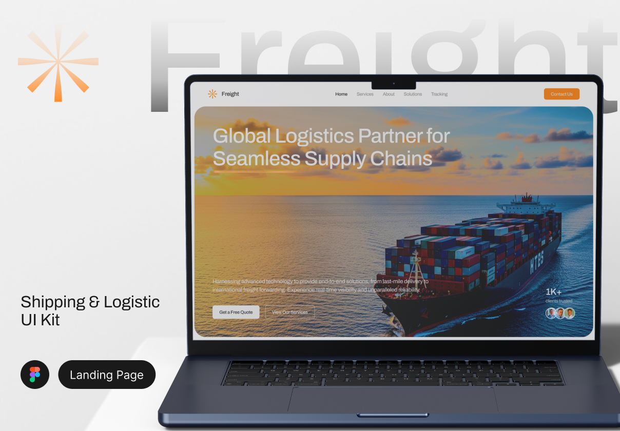 15+屏货运物流航运供应链业务网站ui用户界面figma模板ui套件设计素材 Freight – Shipping & Logistic Landing Page UI Kit插图 15+屏货运物流航运供应链业务网站ui用户界面figma模板ui套件设计素材 Freight – Shipping & Logistic Landing Page UI Kit插图