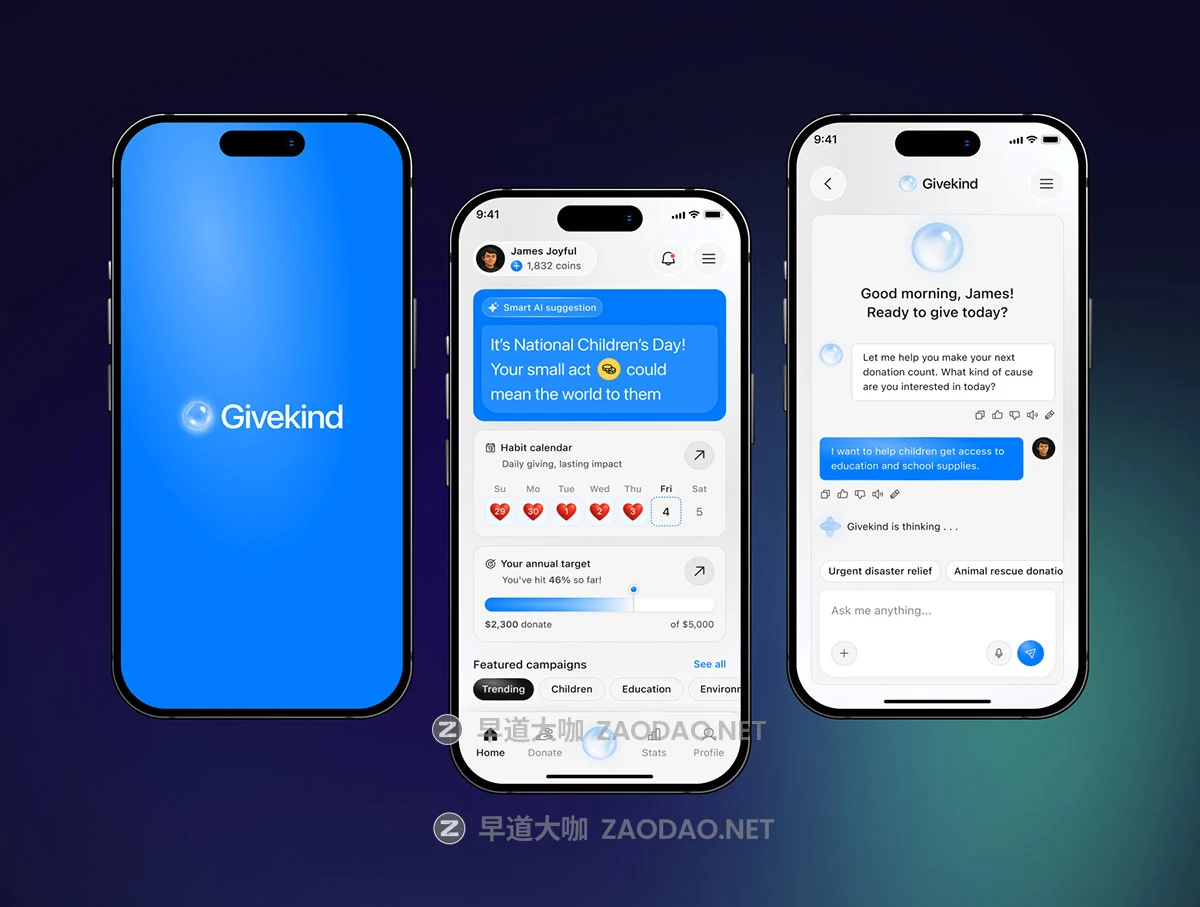 100屏物流快递送货外卖跑腿服务跟踪app应用程序figma模板ui套件设计素材 GiveKind – Charity Mobile App UI KIT插图4 100屏物流快递送货外卖跑腿服务跟踪app应用程序figma模板ui套件设计素材 GiveKind – Charity Mobile App UI KIT插图4