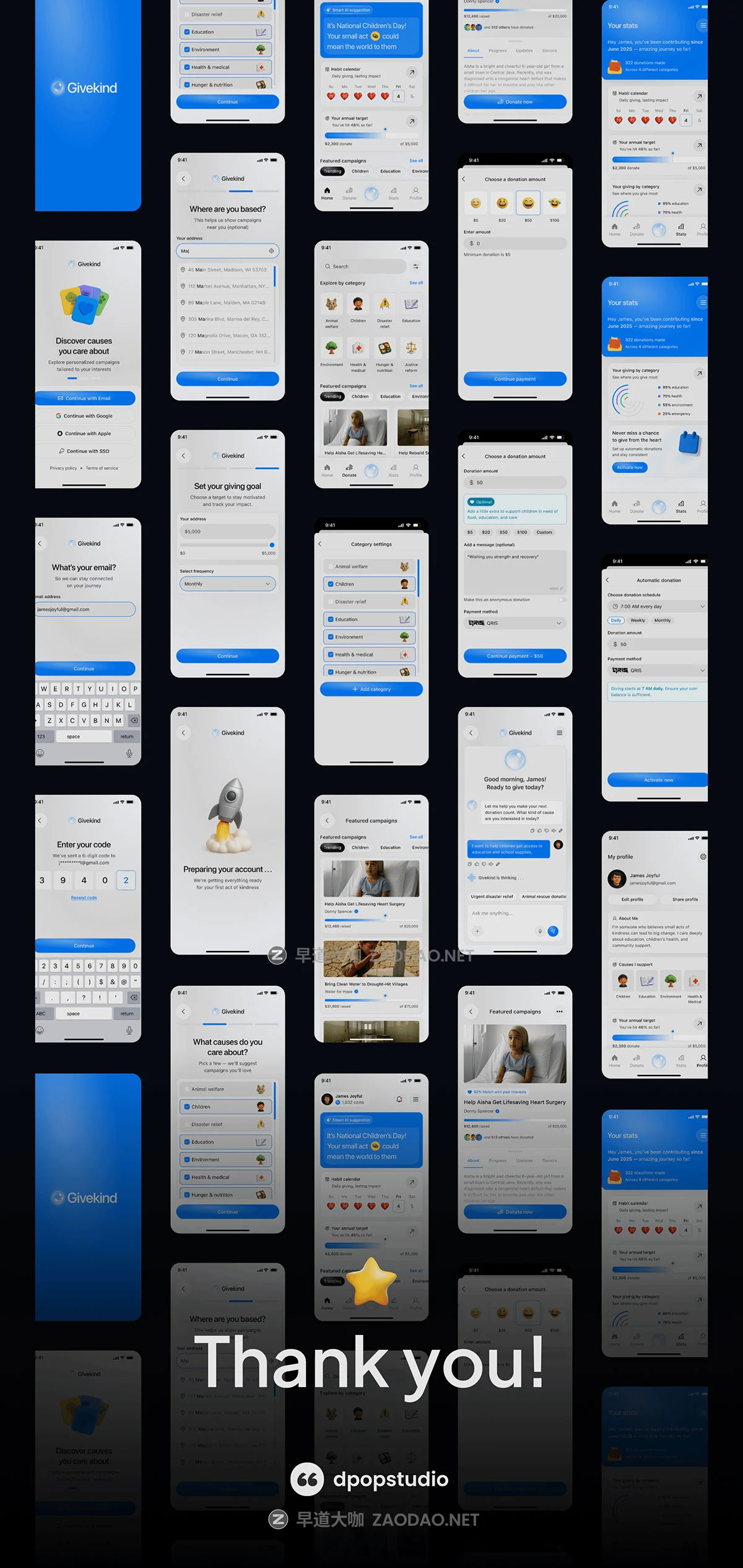 100屏物流快递送货外卖跑腿服务跟踪app应用程序figma模板ui套件设计素材 GiveKind – Charity Mobile App UI KIT插图9 100屏物流快递送货外卖跑腿服务跟踪app应用程序figma模板ui套件设计素材 GiveKind – Charity Mobile App UI KIT插图9