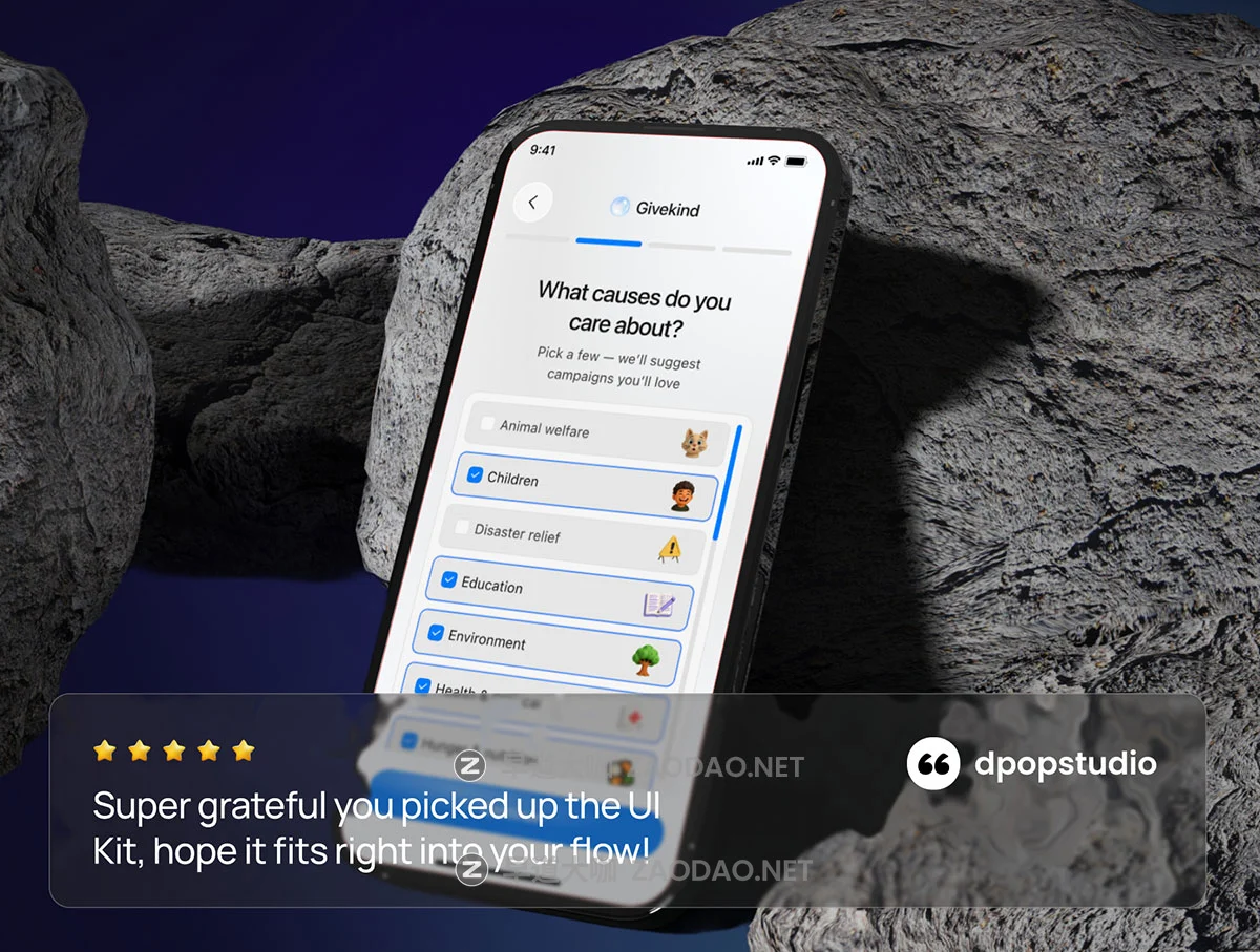 100屏物流快递送货外卖跑腿服务跟踪app应用程序figma模板ui套件设计素材 GiveKind – Charity Mobile App UI KIT插图7 100屏物流快递送货外卖跑腿服务跟踪app应用程序figma模板ui套件设计素材 GiveKind – Charity Mobile App UI KIT插图7