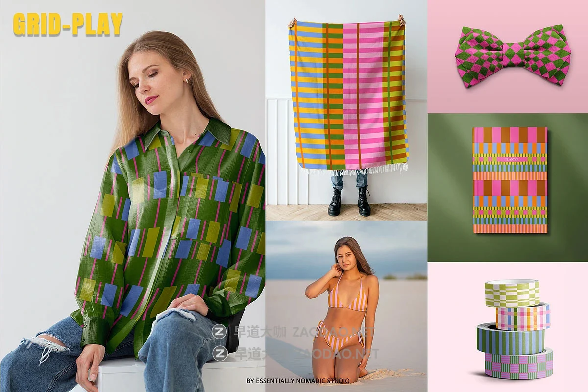 50款现代经典北欧几何撞色格纹四方连续无缝拼接图案纹样矢量素材 Grid Play – Stripes & Plaids Seamless Patterns插图8 50款现代经典北欧几何撞色格纹四方连续无缝拼接图案纹样矢量素材 Grid Play – Stripes & Plaids Seamless Patterns插图8