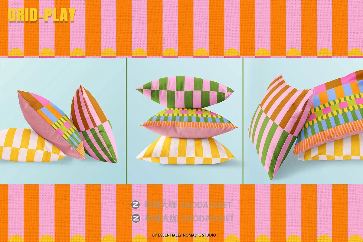 50款现代经典北欧几何撞色格纹四方连续无缝拼接图案纹样矢量素材 Grid Play – Stripes & Plaids Seamless Patterns插图4 50款现代经典北欧几何撞色格纹四方连续无缝拼接图案纹样矢量素材 Grid Play – Stripes & Plaids Seamless Patterns插图4