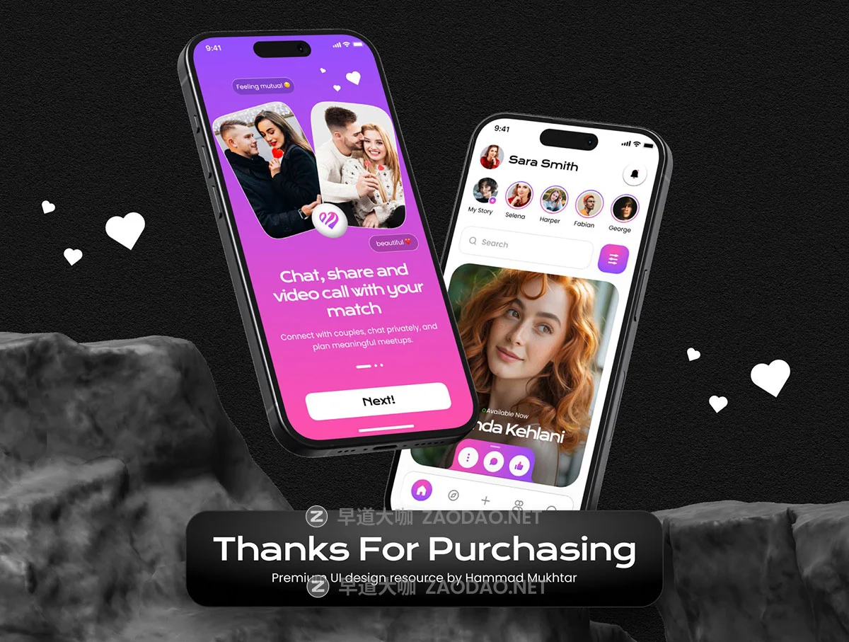 100屏双配色附近约会交友聊天社交app应用程序figma模板ui界面套件设计素材 Heartly — Modern Dating App UI Kit插图5 100屏双配色附近约会交友聊天社交app应用程序figma模板ui界面套件设计素材 Heartly — Modern Dating App UI Kit插图5
