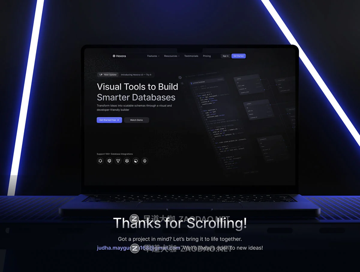 40+屏暗调网络科技数据库软件服务平台SaaS网站UI界面设计Figma模板套件 Hexora – SaaS Website Template UI Kit插图4 40+屏暗调网络科技数据库软件服务平台SaaS网站UI界面设计Figma模板套件 Hexora – SaaS Website Template UI Kit插图4