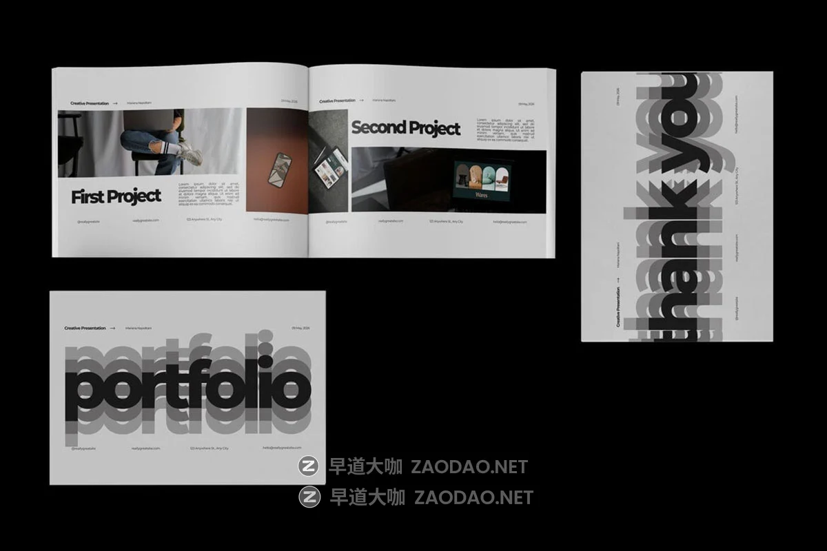 3款横版画册书籍杂志作品集设计效果图ps贴图样机mockup模板 Horizontal Portfolio Mockup插图2 3款横版画册书籍杂志作品集设计效果图ps贴图样机mockup模板 Horizontal Portfolio Mockup插图2