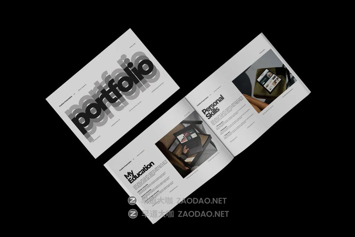 3款横版画册书籍杂志作品集设计效果图ps贴图样机mockup模板 Horizontal Portfolio Mockup插图3 3款横版画册书籍杂志作品集设计效果图ps贴图样机mockup模板 Horizontal Portfolio Mockup插图3