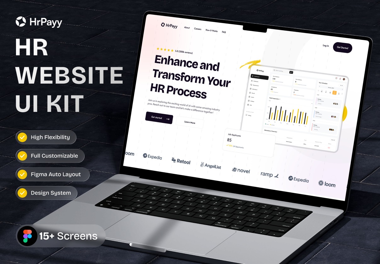 15屏HR人力资源项目跟踪业绩休假考勤薪资管理平台ui界面设计figma模板套件 HrPayy – Hr Website UI Kit特色图 15屏HR人力资源项目跟踪业绩休假考勤薪资管理平台ui界面设计figma模板套件 HrPayy – Hr Website UI Kit