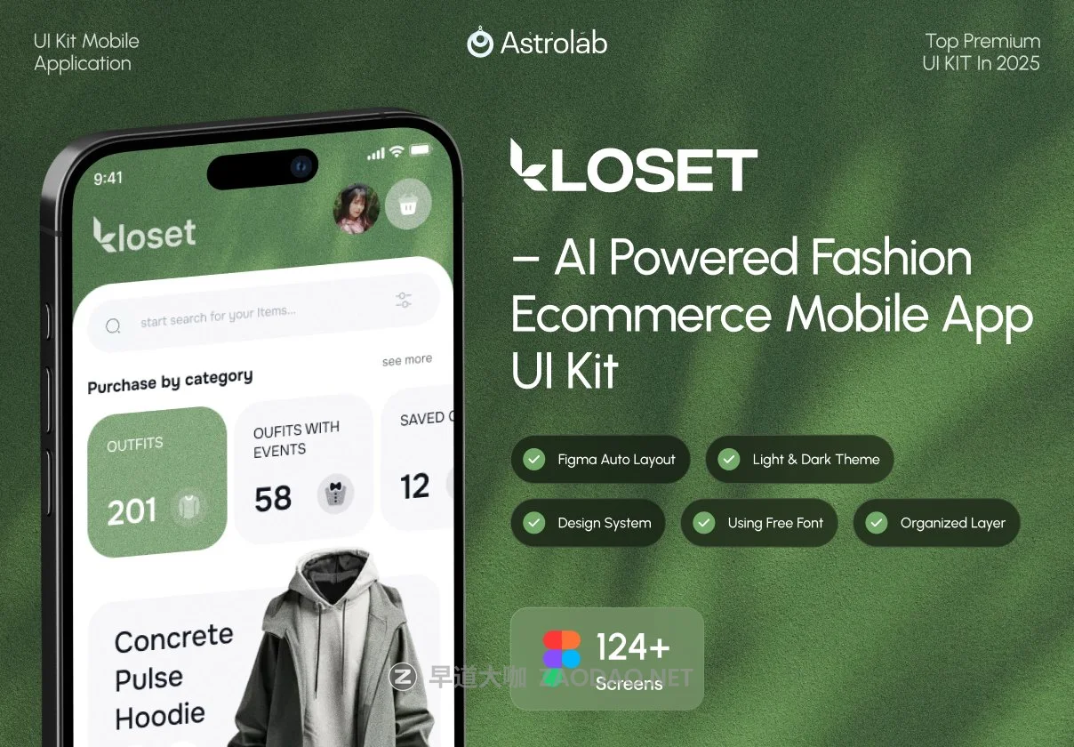 124+屏高端AI智能服装试穿穿搭购物电商app应用程序figma模板ui套件设计素材 KLOSET | AI-Powered Fashion Shopping App UI Kit插图 124+屏高端AI智能服装试穿穿搭购物电商app应用程序figma模板ui套件设计素材 KLOSET | AI-Powered Fashion Shopping App UI Kit插图