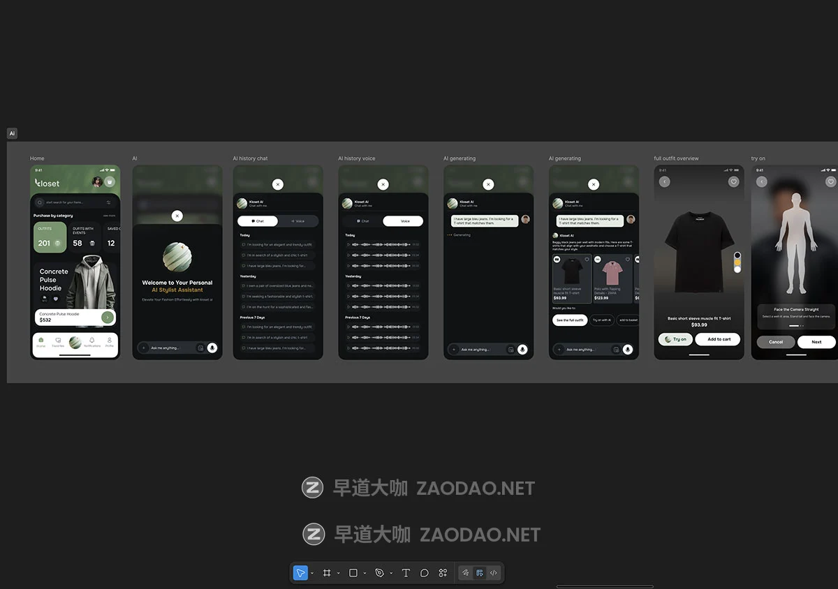 124+屏高端AI智能服装试穿穿搭购物电商app应用程序figma模板ui套件设计素材 KLOSET | AI-Powered Fashion Shopping App UI Kit插图5 124+屏高端AI智能服装试穿穿搭购物电商app应用程序figma模板ui套件设计素材 KLOSET | AI-Powered Fashion Shopping App UI Kit插图5