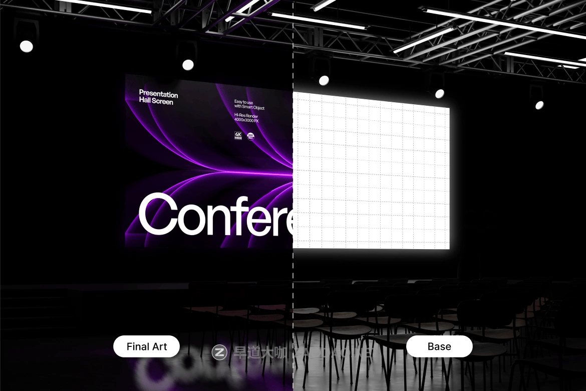 科技产品新品新闻发布会礼堂大屏幕画面设计展示ps贴图样机模板 Large Conference Hall Screen Mockup插图3 科技产品新品新闻发布会礼堂大屏幕画面设计展示ps贴图样机模板 Large Conference Hall Screen Mockup插图3