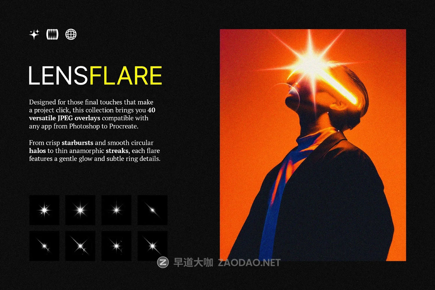 40款高光灯光点镜头光斑光晕星光耀光眩光电影感高清特效图片素材 Lens Flare Overlays Collection插图 40款高光灯光点镜头光斑光晕星光耀光眩光电影感高清特效图片素材 Lens Flare Overlays Collection插图