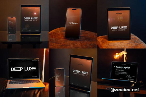 7款怀旧情怀手机ui广告作品集设计苹果iPhone手机iPad平板Mac电脑贴图psd样机 MelangeMockup – Deep Luxe Mockup Collection P1特色图 7款怀旧情怀手机ui广告作品集设计苹果iPhone手机iPad平板Mac电脑贴图psd样机 MelangeMockup – Deep Luxe Mockup Collection P1