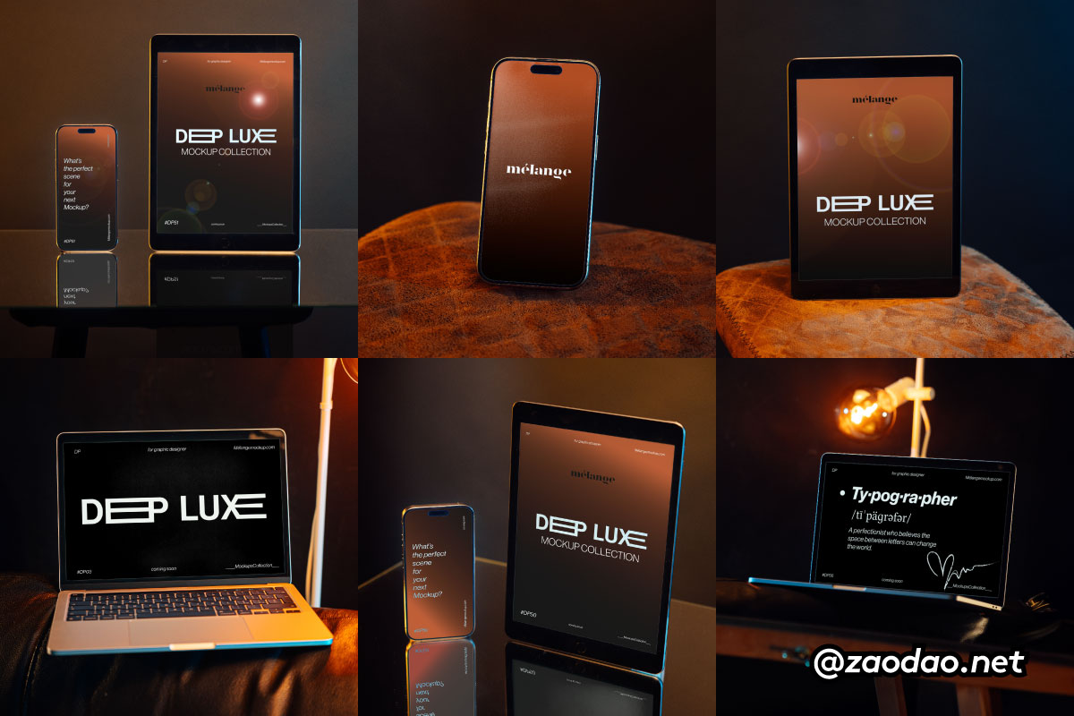 7款怀旧情怀手机ui广告作品集设计苹果iPhone手机iPad平板Mac电脑贴图psd样机 MelangeMockup – Deep Luxe Mockup Collection P1特色图 7款怀旧情怀手机ui广告作品集设计苹果iPhone手机iPad平板Mac电脑贴图psd样机 MelangeMockup – Deep Luxe Mockup Collection P1