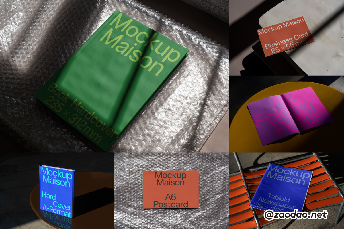 7款小众书籍画册杂志海报报纸名片卡片品牌VI设计展示贴图PSD样机模板 Mockup.Maison – D Collection P3插图 7款小众书籍画册杂志海报报纸名片卡片品牌VI设计展示贴图PSD样机模板 Mockup.Maison – D Collection P3插图