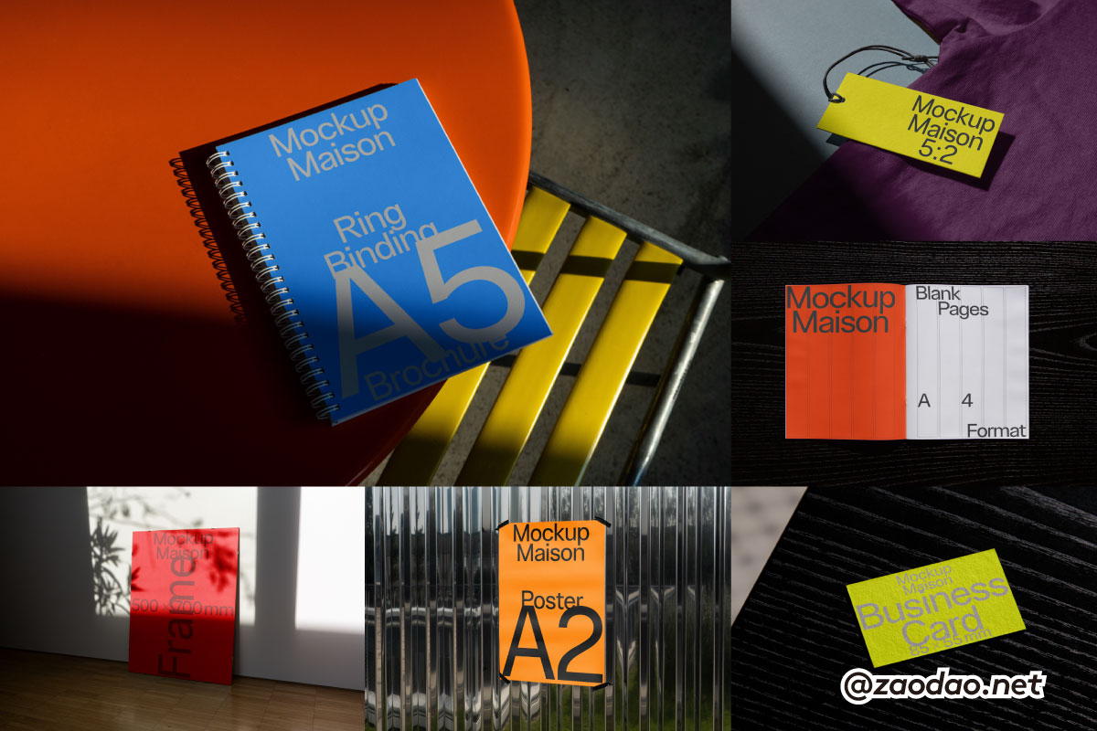 8款小众笔记本吊牌名片画册海报手提袋vi贴图效果图psd样机mockup模板素材 Mockup.Maison – E Collection P1特色图 8款小众笔记本吊牌名片画册海报手提袋vi贴图效果图psd样机mockup模板素材 Mockup.Maison – E Collection P1
