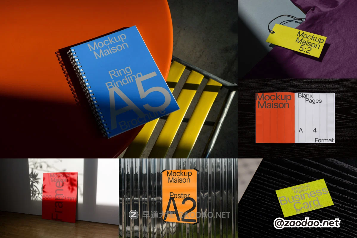 8款小众笔记本吊牌名片画册海报手提袋vi贴图效果图psd样机mockup模板素材 Mockup.Maison – E Collection P1插图 8款小众笔记本吊牌名片画册海报手提袋vi贴图效果图psd样机mockup模板素材 Mockup.Maison – E Collection P1插图