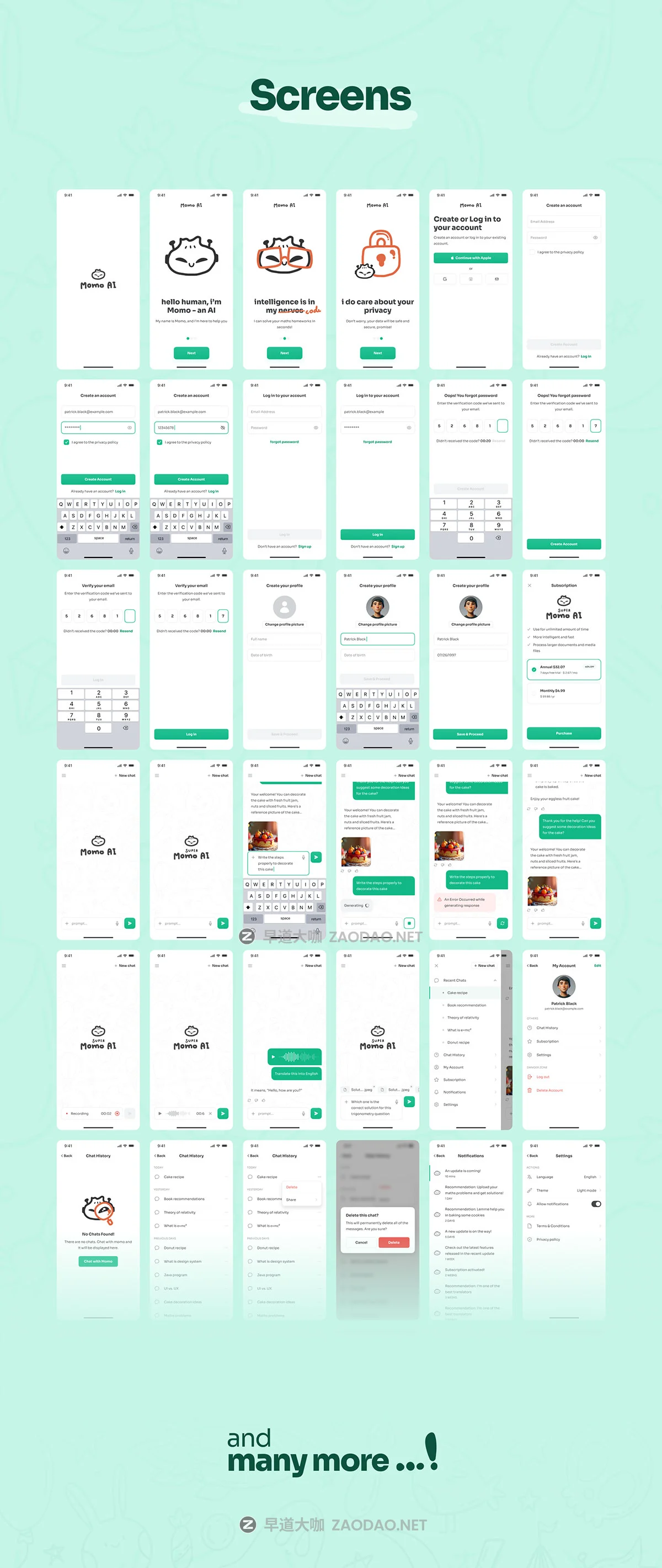 80+屏双配色AI智能聊天机器人图像视频生成SaaS订阅服务app ui界面设计figma模板套件 Momo AI – Chatbot UI Kit插图8 80+屏双配色AI智能聊天机器人图像视频生成SaaS订阅服务app ui界面设计figma模板套件 Momo AI – Chatbot UI Kit插图8