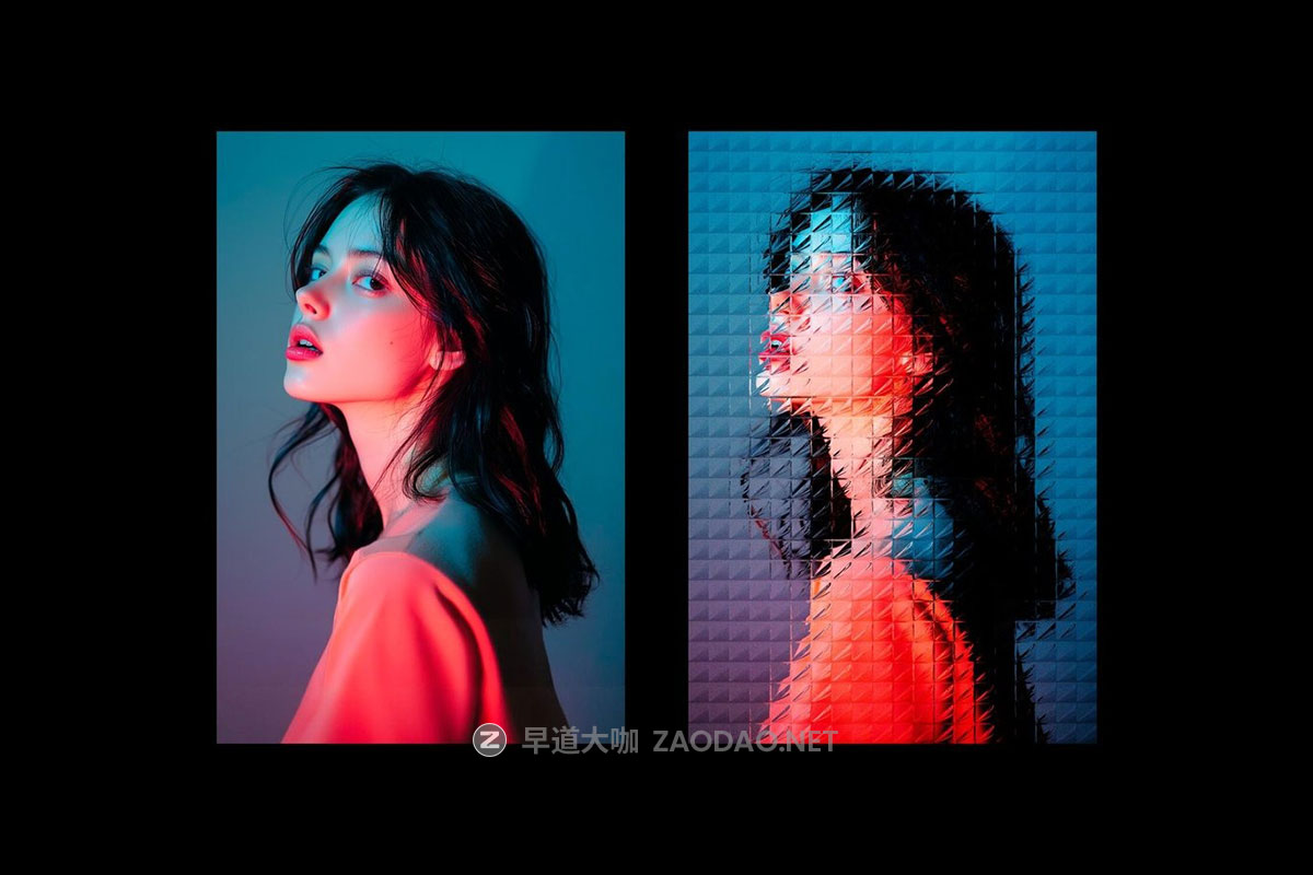 潮流折射马赛克玻璃照片修图效果ps特效滤镜插件样机 Mosaic Glass Photo Effect插图1 潮流折射马赛克玻璃照片修图效果ps特效滤镜插件样机 Mosaic Glass Photo Effect插图1