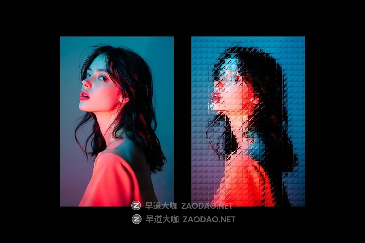 潮流折射马赛克玻璃照片修图效果ps特效滤镜插件样机 Mosaic Glass Photo Effect插图1 潮流折射马赛克玻璃照片修图效果ps特效滤镜插件样机 Mosaic Glass Photo Effect插图1