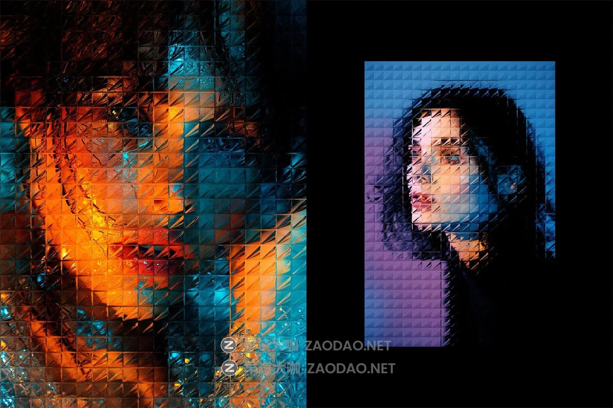 潮流折射马赛克玻璃照片修图效果ps特效滤镜插件样机 Mosaic Glass Photo Effect插图6 潮流折射马赛克玻璃照片修图效果ps特效滤镜插件样机 Mosaic Glass Photo Effect插图6