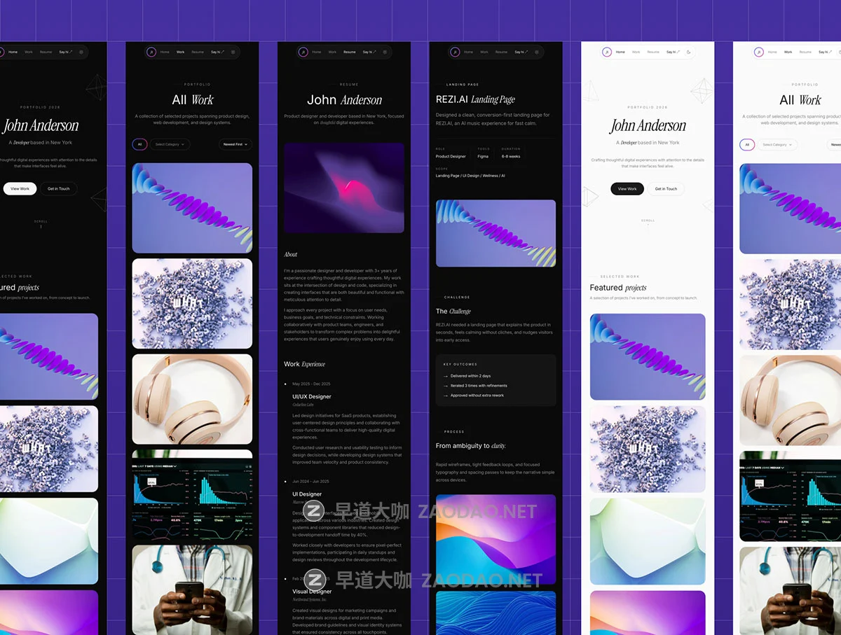 响应式双配色摄影设计师作品集案例展示网站布局Next.js源码模板素材 Personal Portfolio Template – Modern Next.js & Framer Motion插图4 响应式双配色摄影设计师作品集案例展示网站布局Next.js源码模板素材 Personal Portfolio Template – Modern Next.js & Framer Motion插图4