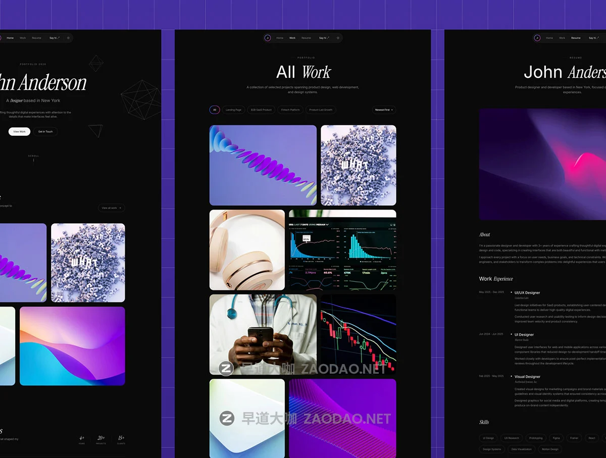 响应式双配色摄影设计师作品集案例展示网站布局Next.js源码模板素材 Personal Portfolio Template – Modern Next.js & Framer Motion插图2 响应式双配色摄影设计师作品集案例展示网站布局Next.js源码模板素材 Personal Portfolio Template – Modern Next.js & Framer Motion插图2