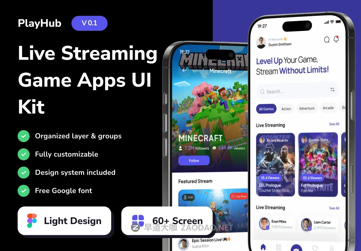 60+屏体育赛事游戏实时在线直播应用程序app ui界面设计figma模板套件 PlayHub – Live Streaming Game Mobile App UI Kits插图 60+屏体育赛事游戏实时在线直播应用程序app ui界面设计figma模板套件 PlayHub – Live Streaming Game Mobile App UI Kits插图