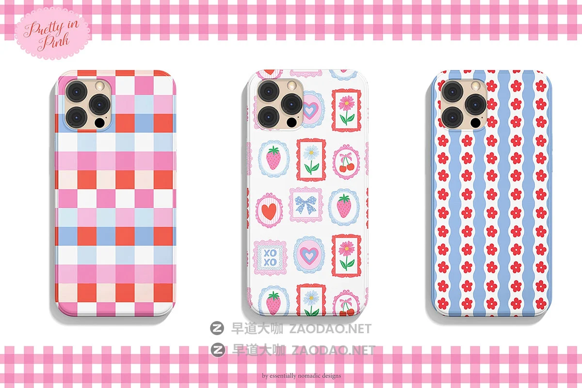 30款粉红色俏皮经典格子条纹蝴蝶结心形花卉png/ai矢量图案设计素材 Pretty In Pink – Seamless Pattern Collection插图6 30款粉红色俏皮经典格子条纹蝴蝶结心形花卉png/ai矢量图案设计素材 Pretty In Pink – Seamless Pattern Collection插图6