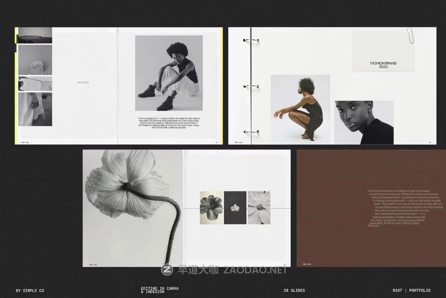 20页创意拼贴艺术设计工作室作品集幻灯片画册图文排版indd/canva模板素材 RIOT | PORTFOLIO插图 20页创意拼贴艺术设计工作室作品集幻灯片画册图文排版indd/canva模板素材 RIOT | PORTFOLIO插图