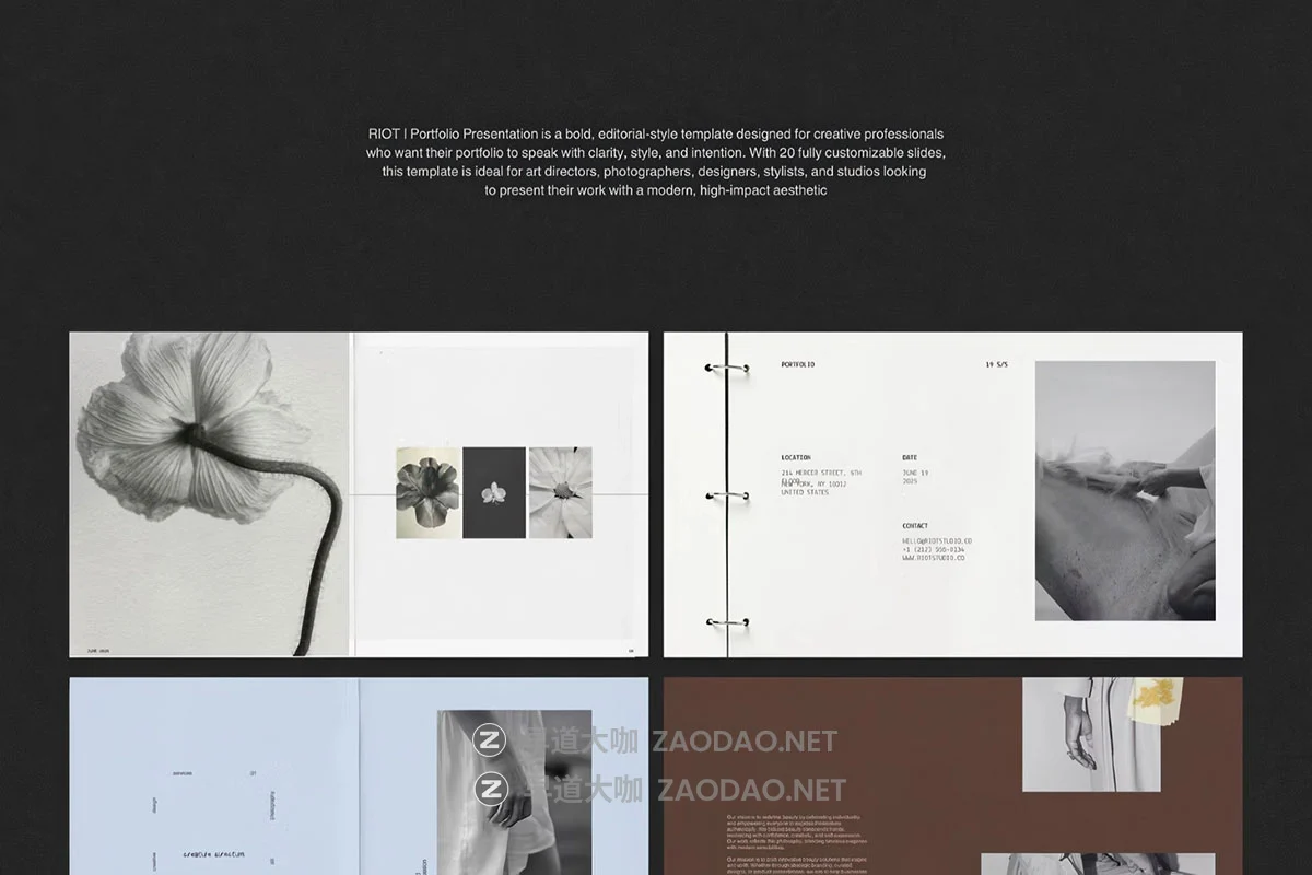 20页创意拼贴艺术设计工作室作品集幻灯片画册图文排版indd/canva模板素材 RIOT | PORTFOLIO插图8 20页创意拼贴艺术设计工作室作品集幻灯片画册图文排版indd/canva模板素材 RIOT | PORTFOLIO插图8