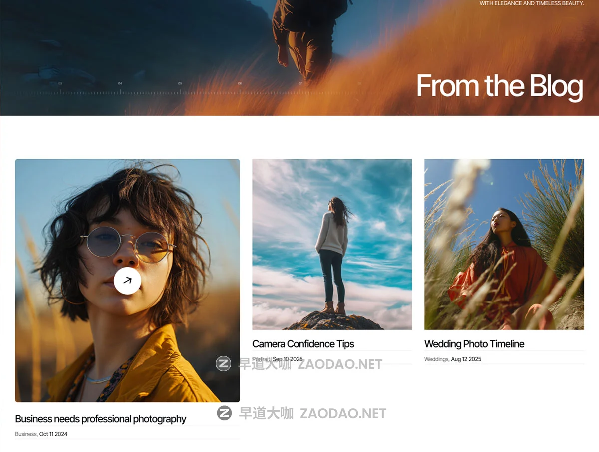 高级响应式设计案例作品集摄影工作室网站版面布局framer模板素材 Raku 24 — Framer Photography template插图2 高级响应式设计案例作品集摄影工作室网站版面布局framer模板素材 Raku 24 — Framer Photography template插图2