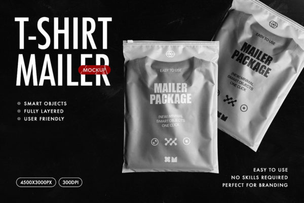 可封口拉链式服装塑料包装袋设计ps展示效果图mockup样机模板素材 Resealable T-Shirt Mailer Mockup特色图 可封口拉链式服装塑料包装袋设计ps展示效果图mockup样机模板素材 Resealable T-Shirt Mailer Mockup