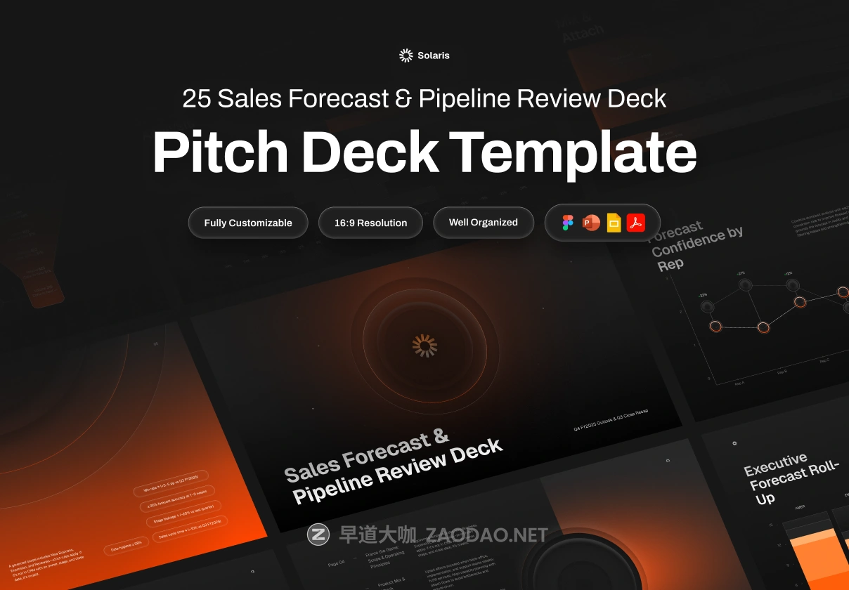 25页暗黑市场营销财务年报报表策划提案演讲幻灯片设计ppt/figma模板 Sales Forecast & Pipeline Review Deck – Solaris插图 25页暗黑市场营销财务年报报表策划提案演讲幻灯片设计ppt/figma模板 Sales Forecast & Pipeline Review Deck – Solaris插图