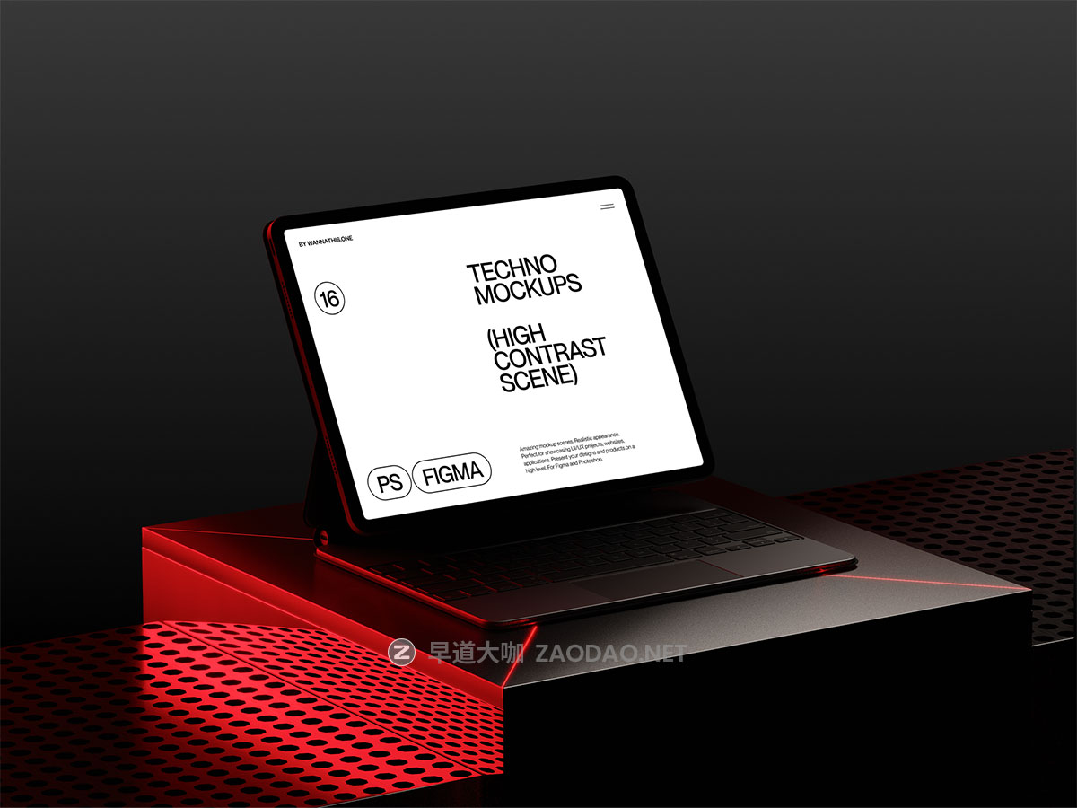 16款暗黑工业风苹果iPhone手机iPad平板MacBook电脑ui作品集贴图psd/figma样机模板 Wannathis – Laser light Apple device mockups插图12 16款暗黑工业风苹果iPhone手机iPad平板MacBook电脑ui作品集贴图psd/figma样机模板 Wannathis – Laser light Apple device mockups插图12