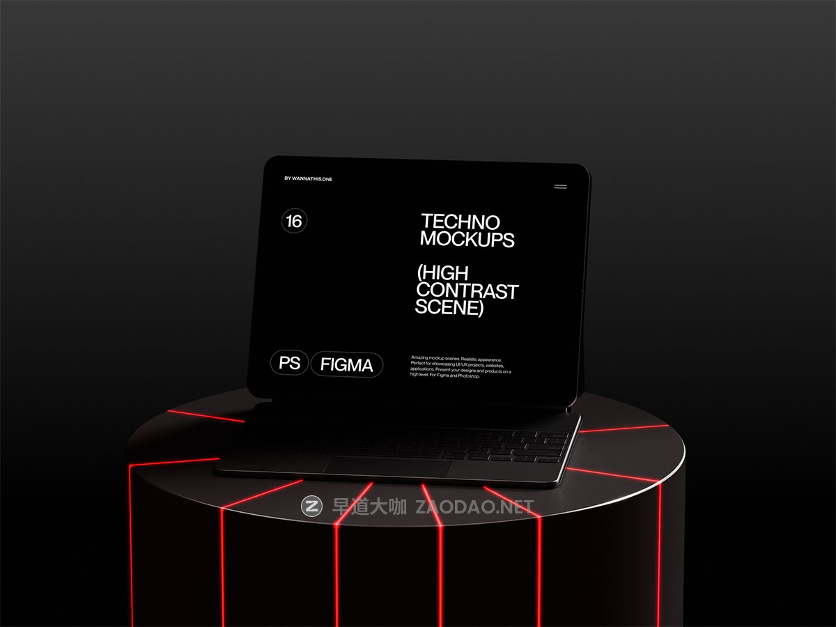 16款暗黑工业风苹果iPhone手机iPad平板MacBook电脑ui作品集贴图psd/figma样机模板 Wannathis – Laser light Apple device mockups插图10 16款暗黑工业风苹果iPhone手机iPad平板MacBook电脑ui作品集贴图psd/figma样机模板 Wannathis – Laser light Apple device mockups插图10