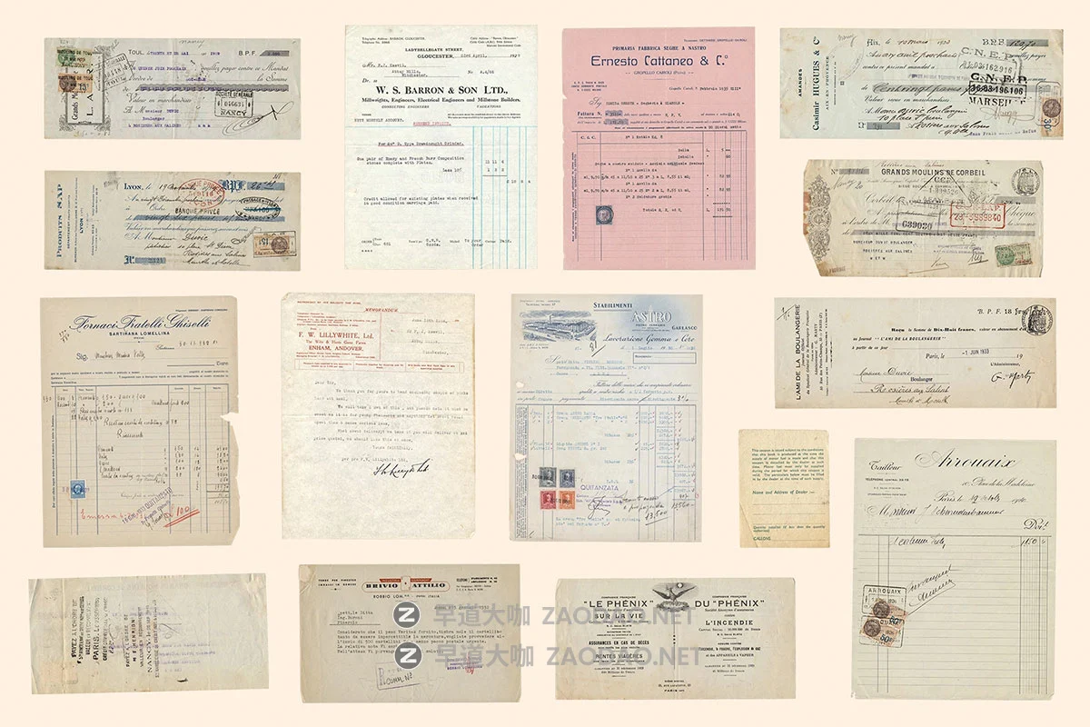 78款复古做旧国外信纸表单支票收据发票古董手稿png免抠图片素材 Vintage Ephemera Collection插图8 78款复古做旧国外信纸表单支票收据发票古董手稿png免抠图片素材 Vintage Ephemera Collection插图8