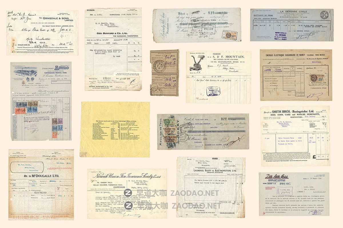 78款复古做旧国外信纸表单支票收据发票古董手稿png免抠图片素材 Vintage Ephemera Collection插图7 78款复古做旧国外信纸表单支票收据发票古董手稿png免抠图片素材 Vintage Ephemera Collection插图7