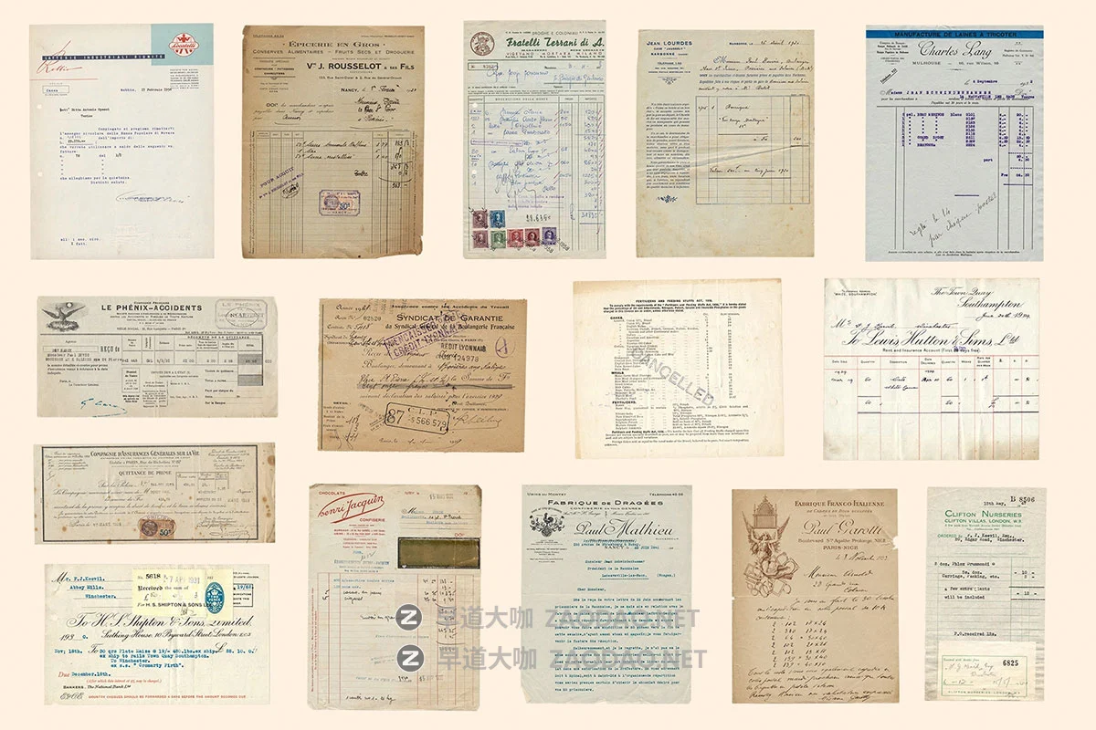 78款复古做旧国外信纸表单支票收据发票古董手稿png免抠图片素材 Vintage Ephemera Collection插图10 78款复古做旧国外信纸表单支票收据发票古董手稿png免抠图片素材 Vintage Ephemera Collection插图10