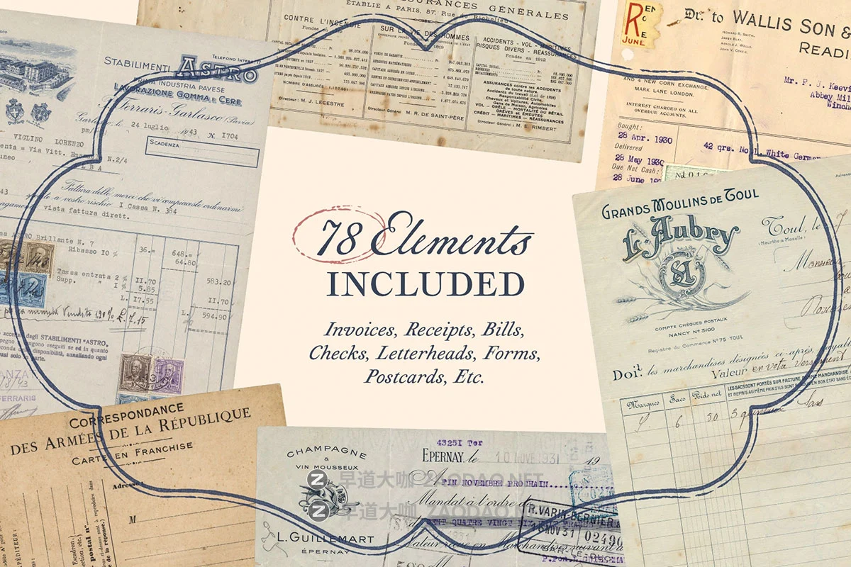 78款复古做旧国外信纸表单支票收据发票古董手稿png免抠图片素材 Vintage Ephemera Collection插图3 78款复古做旧国外信纸表单支票收据发票古董手稿png免抠图片素材 Vintage Ephemera Collection插图3