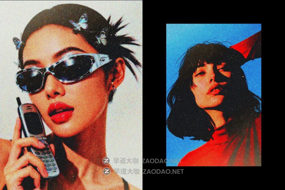 复古做旧灰尘划痕半色调颗粒纹理人像照片修改ps特效滤镜插件样机 Vivid Dot Halftone Photo Effect插图3 复古做旧灰尘划痕半色调颗粒纹理人像照片修改ps特效滤镜插件样机 Vivid Dot Halftone Photo Effect插图3