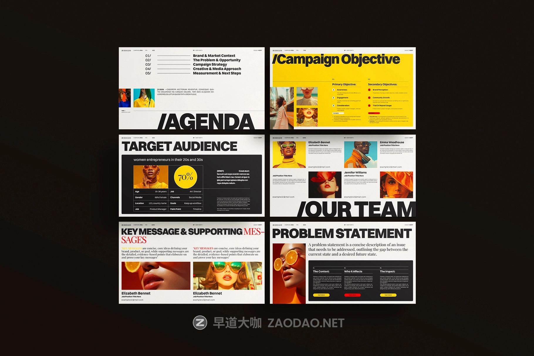 时尚创意品牌营销策划演示文稿设计ppt/keynote模版 Creative Brief Campaign Presentation Template插图5 时尚创意品牌营销策划演示文稿设计ppt/keynote模版 Creative Brief Campaign Presentation Template插图5