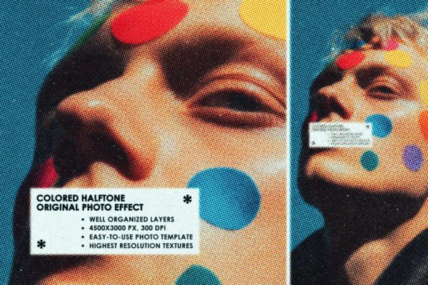 潮流复古半调杂志印刷网点划痕设计ps特效滤镜样机 Original Zine Color Halftone Effect特色图 潮流复古半调杂志印刷网点划痕设计ps特效滤镜样机 Original Zine Color Halftone Effect