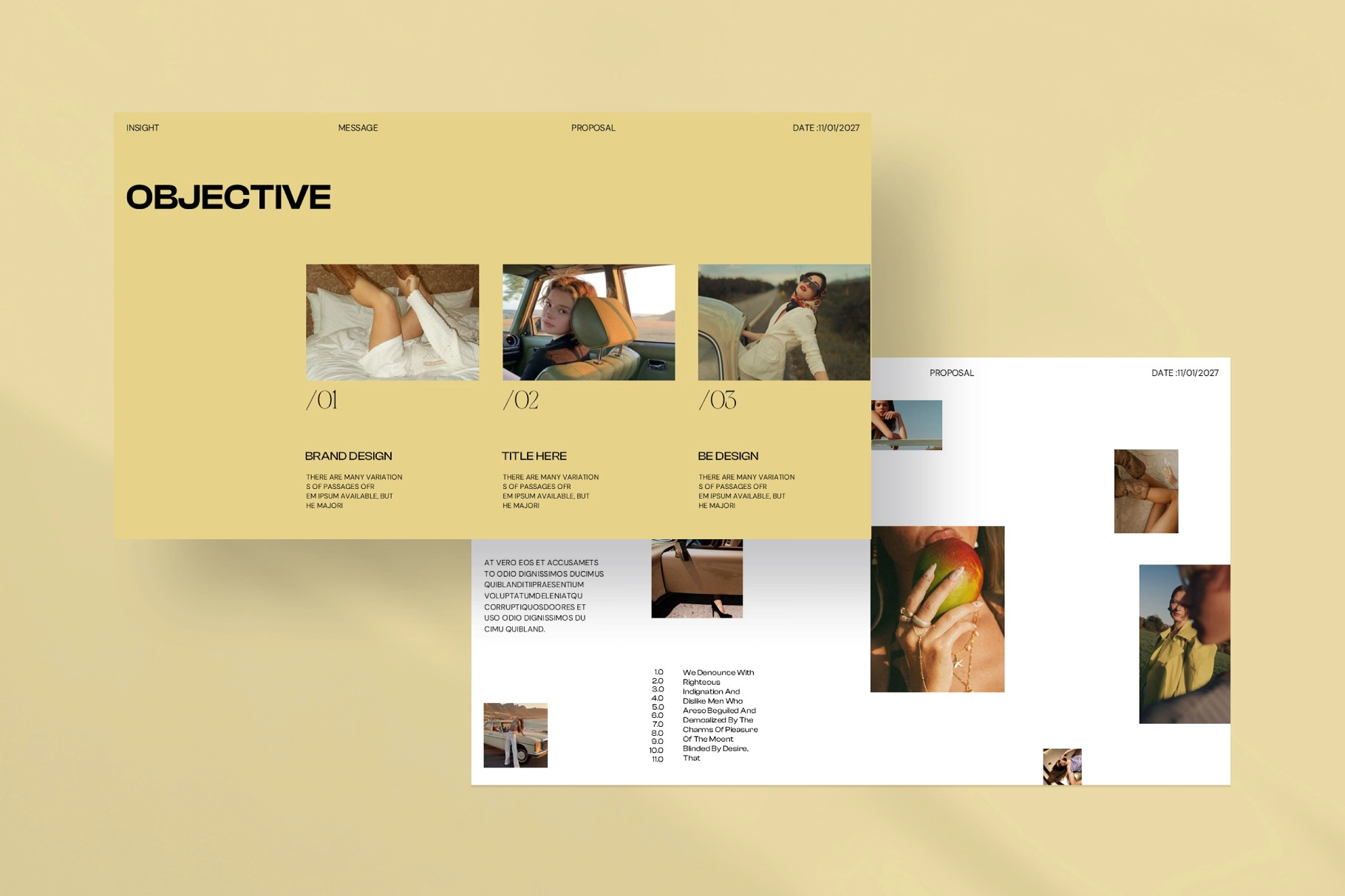 22页独特奢侈品牌作品集简历提案图文排版幻灯片设计ppt/keynote模板素材 Brand Proposal Presentation Template插图3 22页独特奢侈品牌作品集简历提案图文排版幻灯片设计ppt/keynote模板素材 Brand Proposal Presentation Template插图3