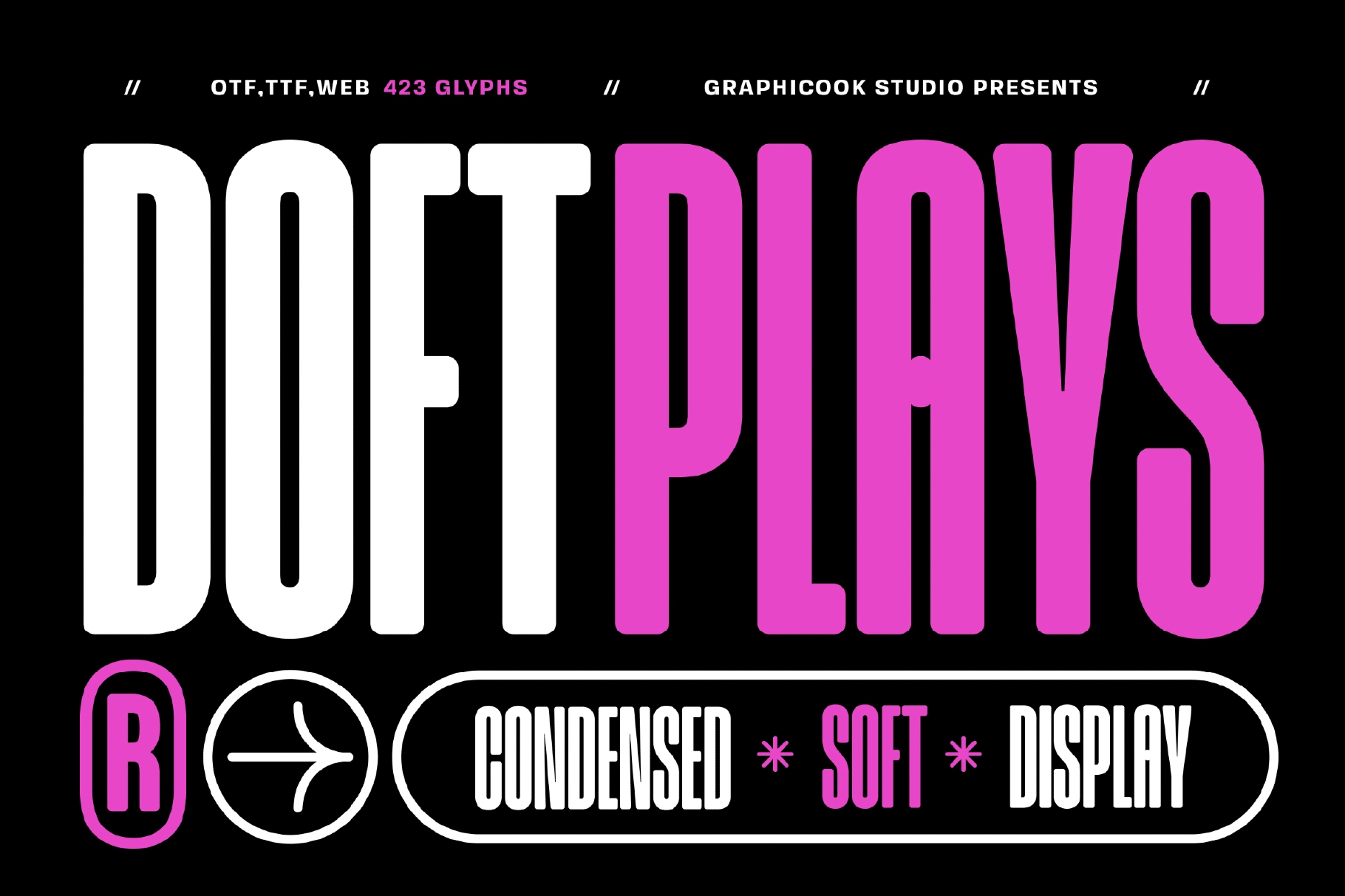 现代时尚杂志包装游戏封面设计无衬线英文字体安装包 Doftplays Font特色图 现代时尚杂志包装游戏封面设计无衬线英文字体安装包 Doftplays Font