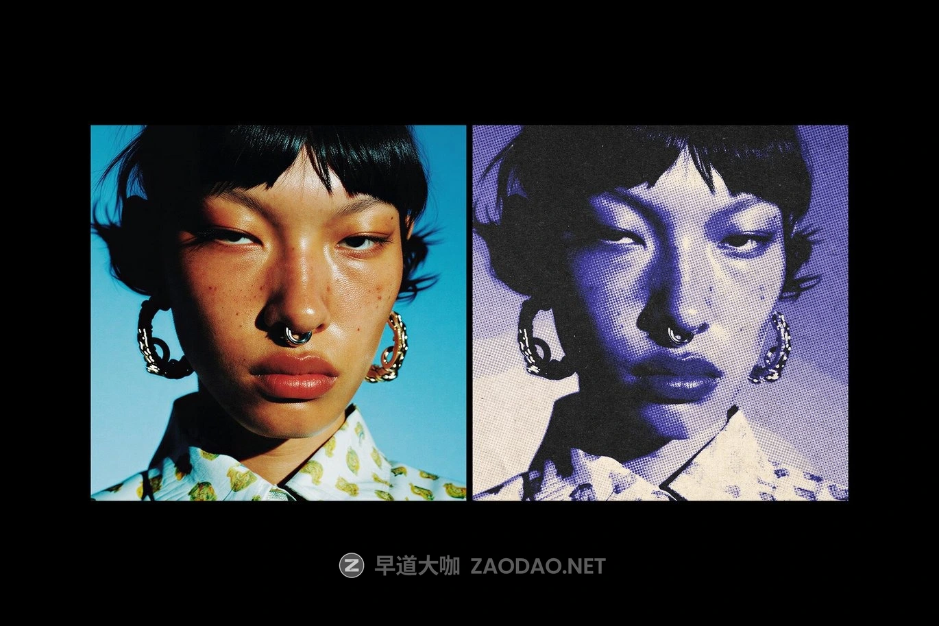 蓝色半调划痕照片效果ps特效滤镜样机 Blue Halftone Photo Effect插图4 蓝色半调划痕照片效果ps特效滤镜样机 Blue Halftone Photo Effect插图4