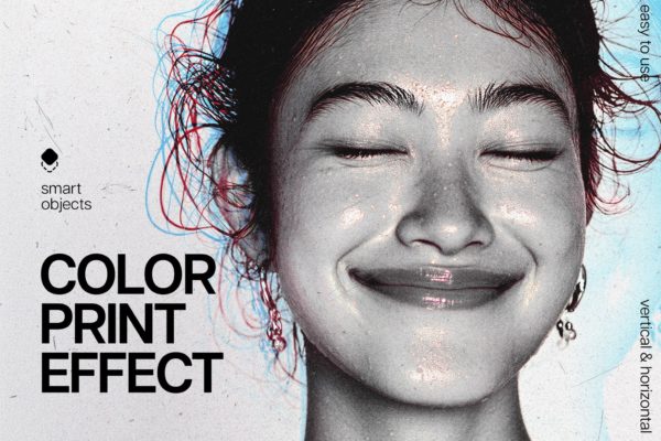 复古双色调双重叠印照片效果ps特效滤镜样机 Color Overprint Photo Effect